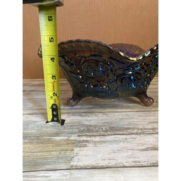 Imperial Carnival Glass Three Footed Bowl 11" - Picture 7 of 11